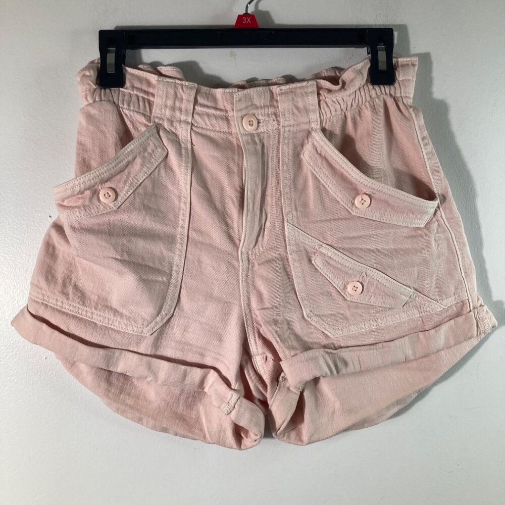 Womens American Eagle Paperbag Denim Shorts Light Pinky Peach 2‎ Pockets